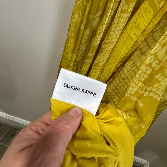 Saaksha & Kinni Bandhani Strapless Yellow Gown NWT Formal Maxi Dress XS - Picture 8 of 12